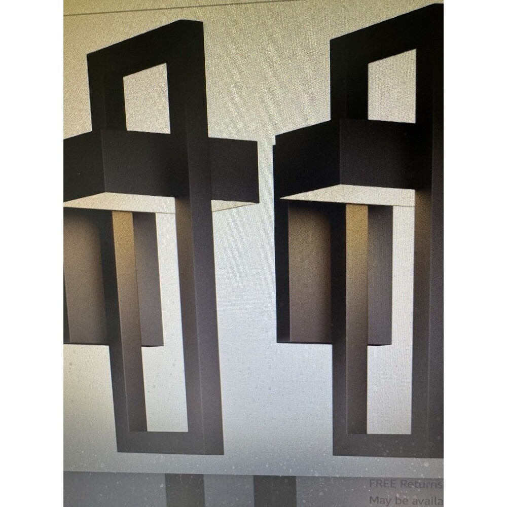 13.7” Modern Black LED Outdoor Hardwired Wall Lantern Scone 2PK Loctab